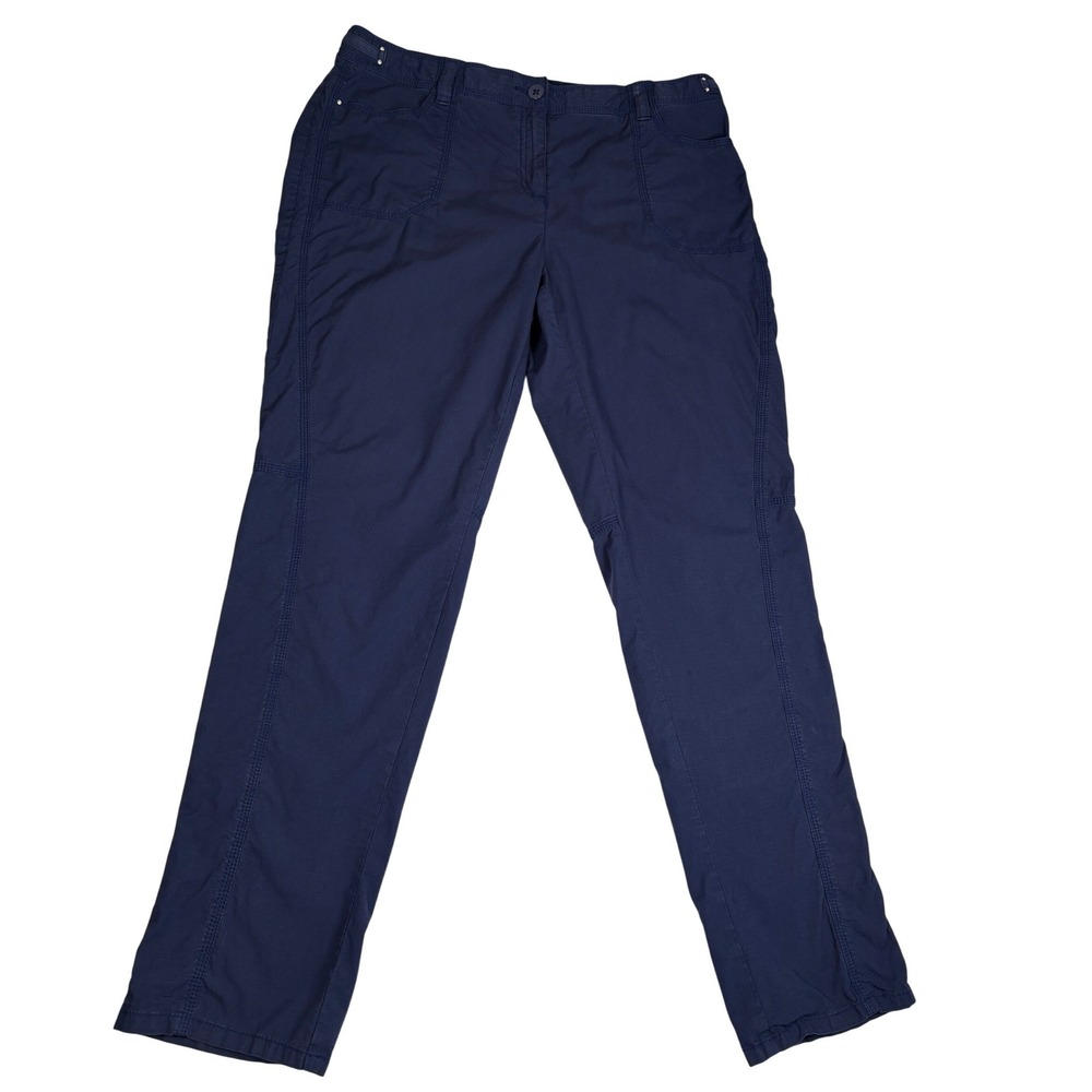 Chicos Navy Blue Ripstop Straight Leg Pants Size 2 Large Travel Outdoors Utility